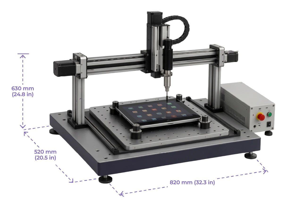Conventional robotic touch screen test system Conventional robotic touch screen test system