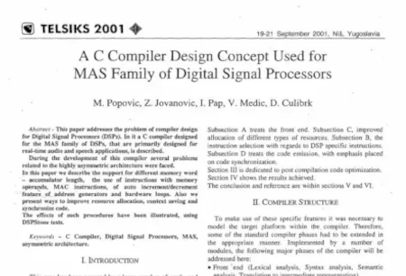 Paper for Telsiks 2001 on compiler design